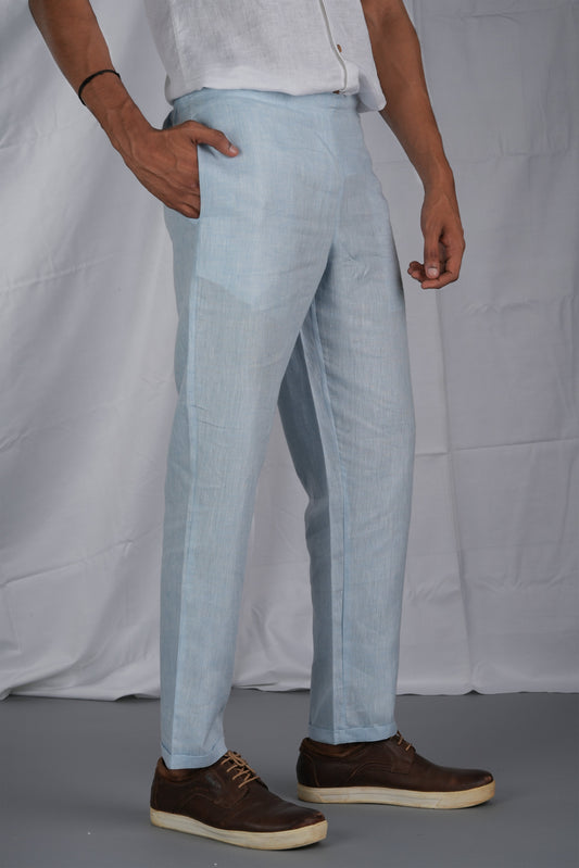 men sky blue pant with pocket