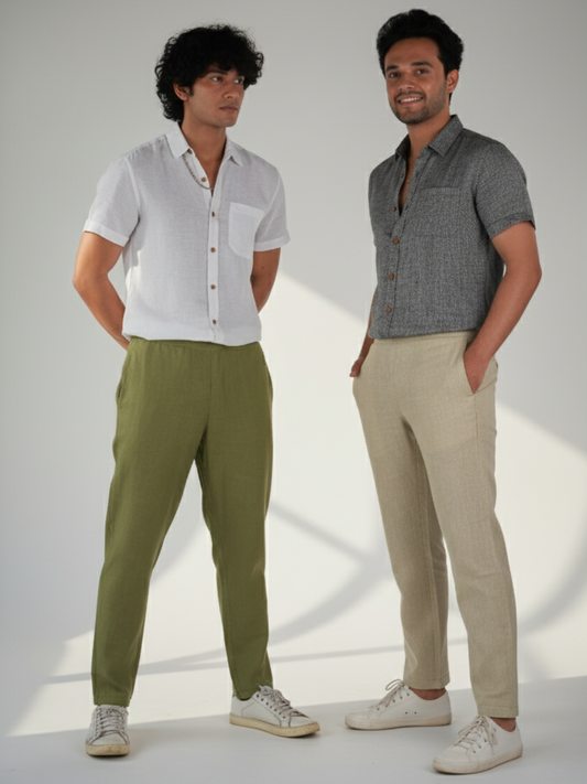 Regal olive and light brown (Pack of 2) Men Hemp Lounge Pant