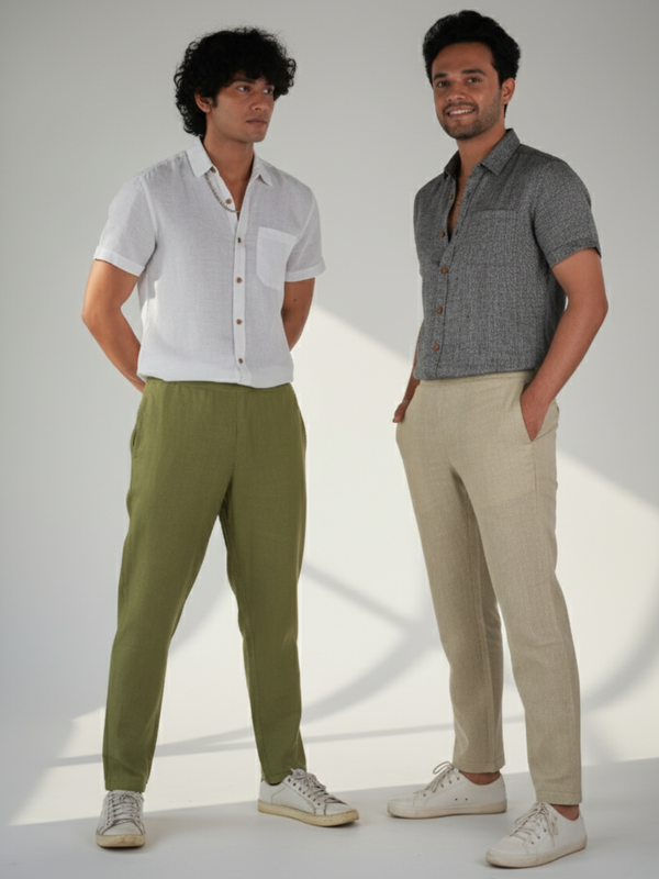 Regal olive and light brown (Pack of 2) Men Hemp Lounge Pant