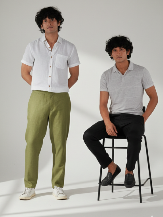 Men Hemp Lounge Pant (Pack of 2, regal olive and regal black)