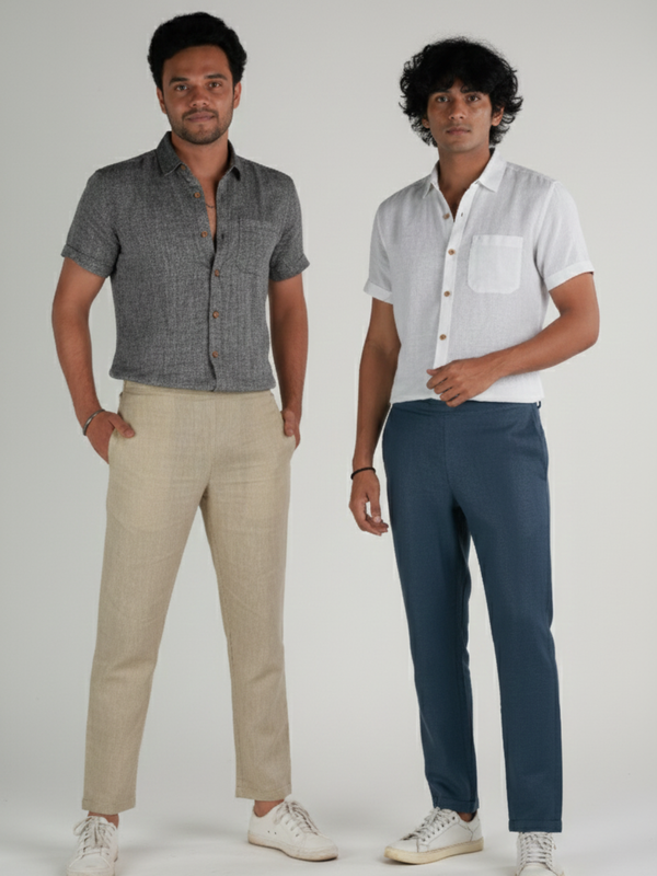 Light brown and regal blue (Pack of 2) Men Hemp Lounge Pant