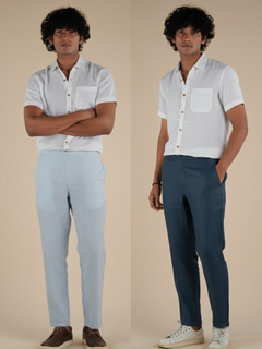 Men Hemp Lounge Pant (Pack of 2, sky blue and regal blue)