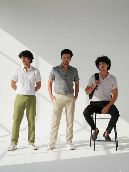 Men Hemp Lounge Pants (Pack of 3) (Olive, Black, Light Brown)