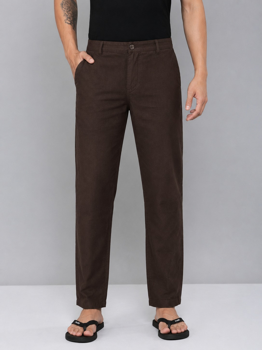 Dark Brown Men Hemp Trouser