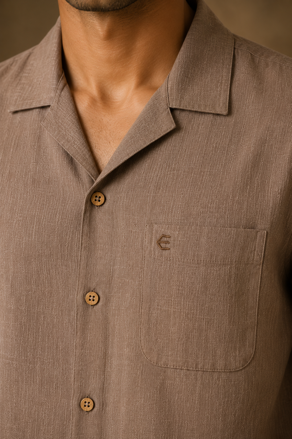 Choco Brown and Off White (Pack of 2) Men Hemp Cuban Collar Resort Shirt