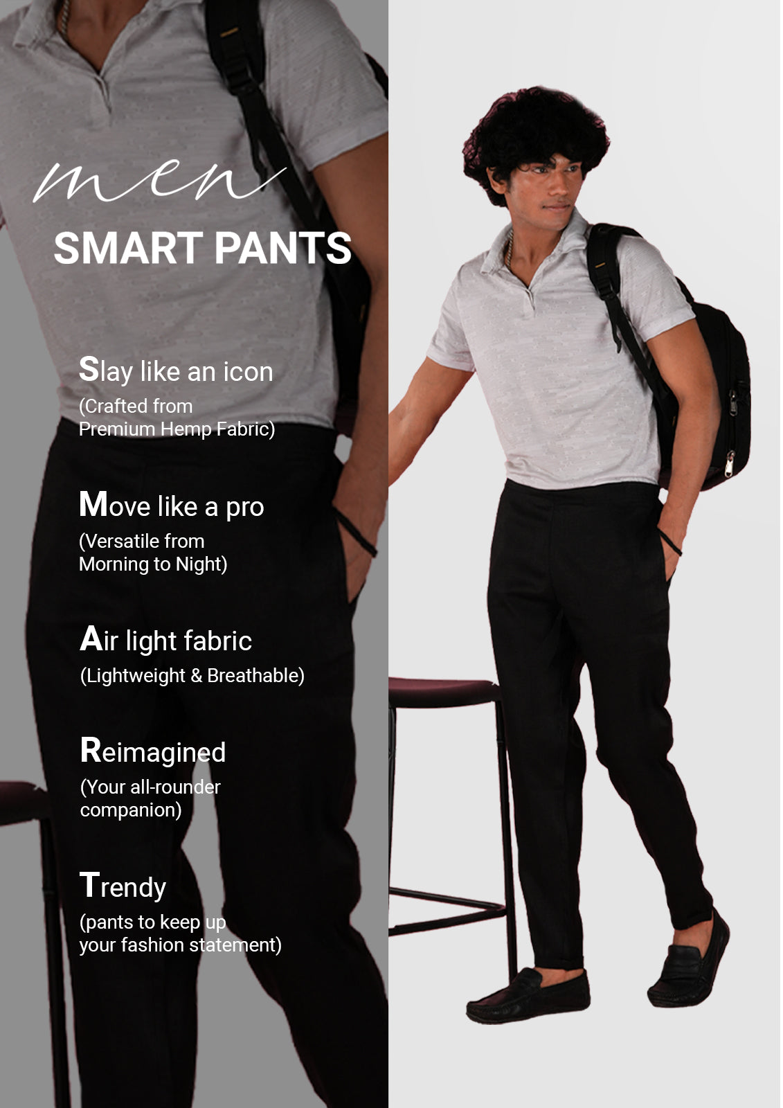 White and regal black (Pack of 2) Men Hemp Lounge Pant