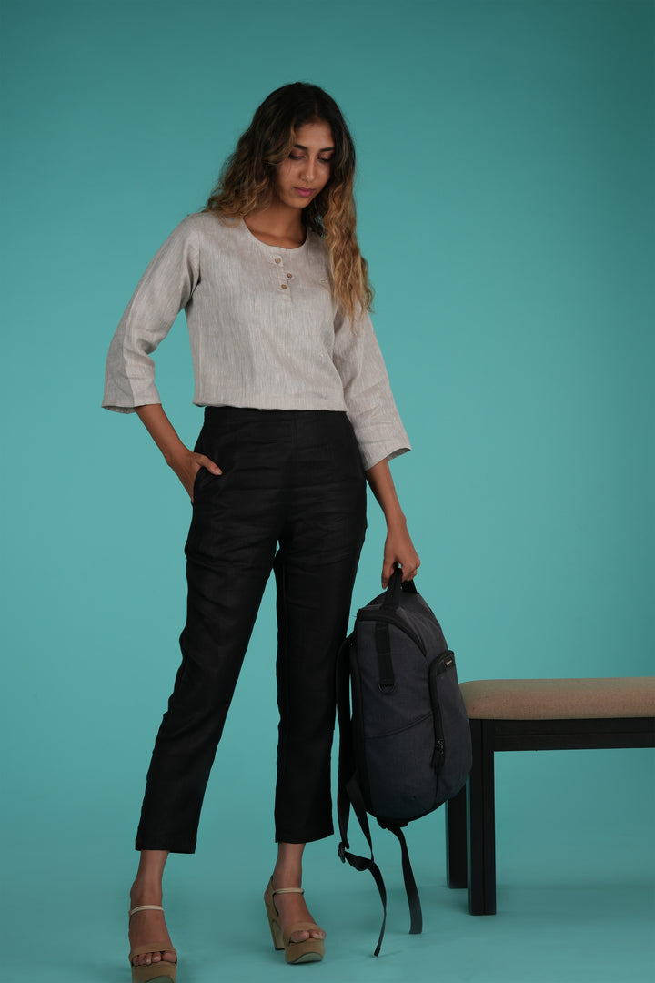 Regal Black Hemp Lounge Pant For Women Ecentric