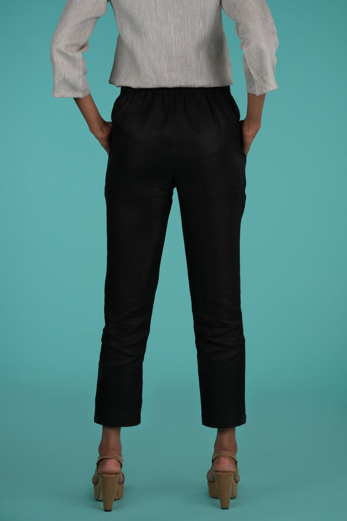 Women Regal Black Hemp Lounge Pant with pocket