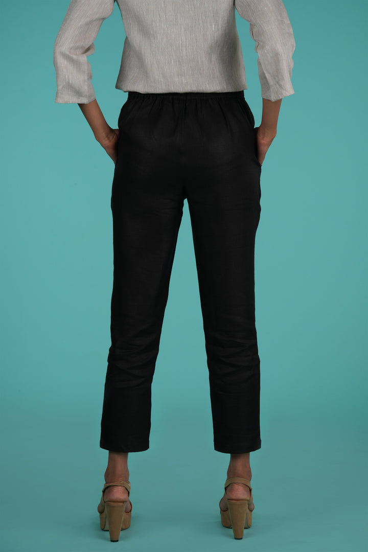 Women Regal Black Hemp Lounge Pant with pocket
