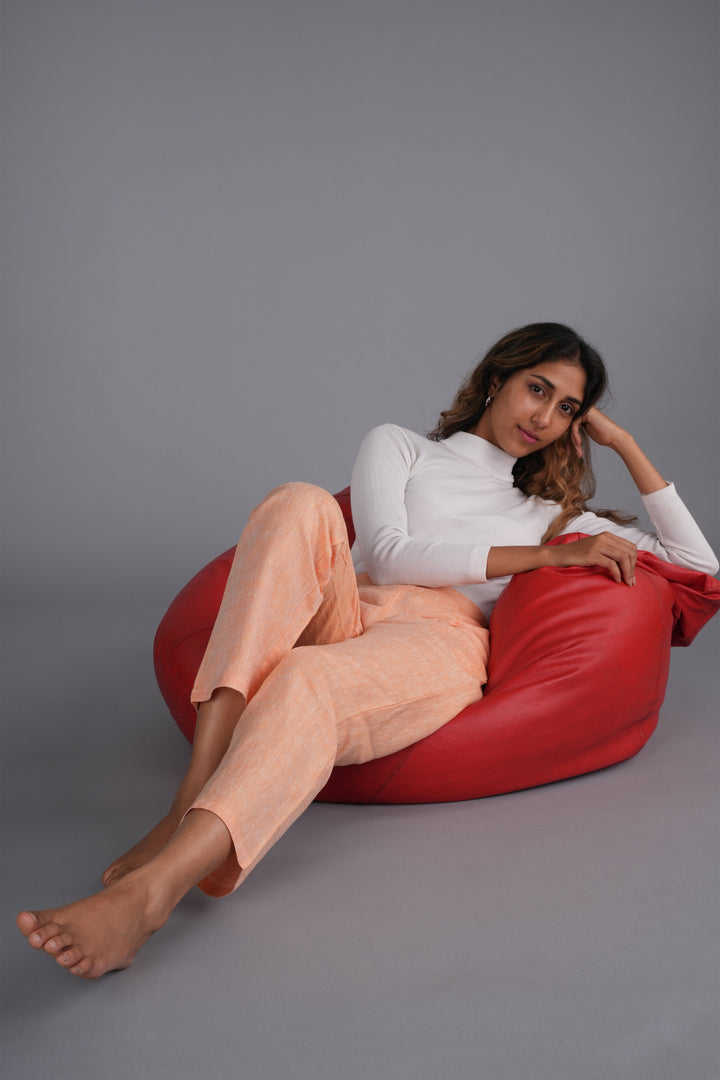 stylish Women Neon Saffron Solid Hemp Lounge Pant