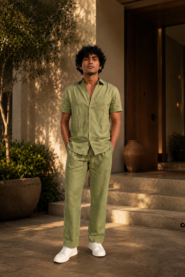Regal Olive Men Co-ord Set (Olive Shirt and Olive Comfort Pant)