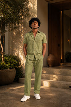 Regal Olive Men Co-ord Set (Olive Shirt and Olive Comfort Pant)