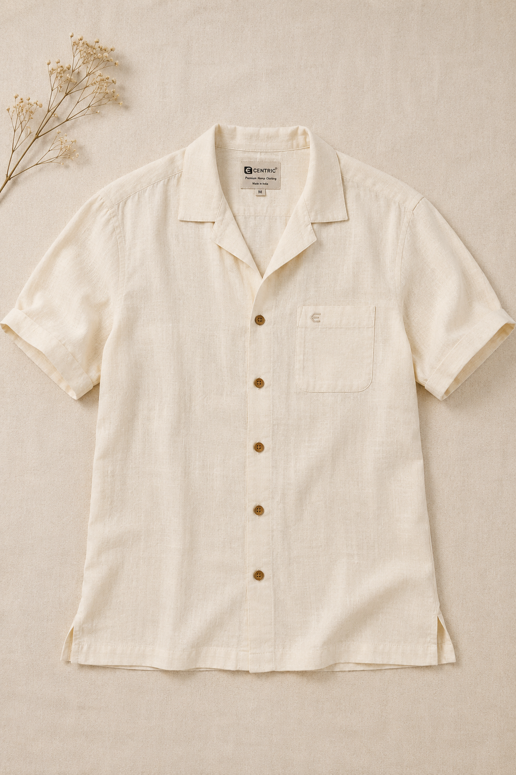 Choco Brown and Off White (Pack of 2) Men Hemp Cuban Collar Resort Shirt