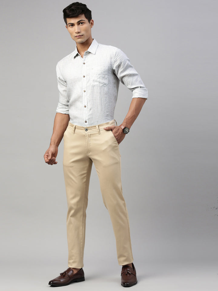 White Beige Stripes Shirt