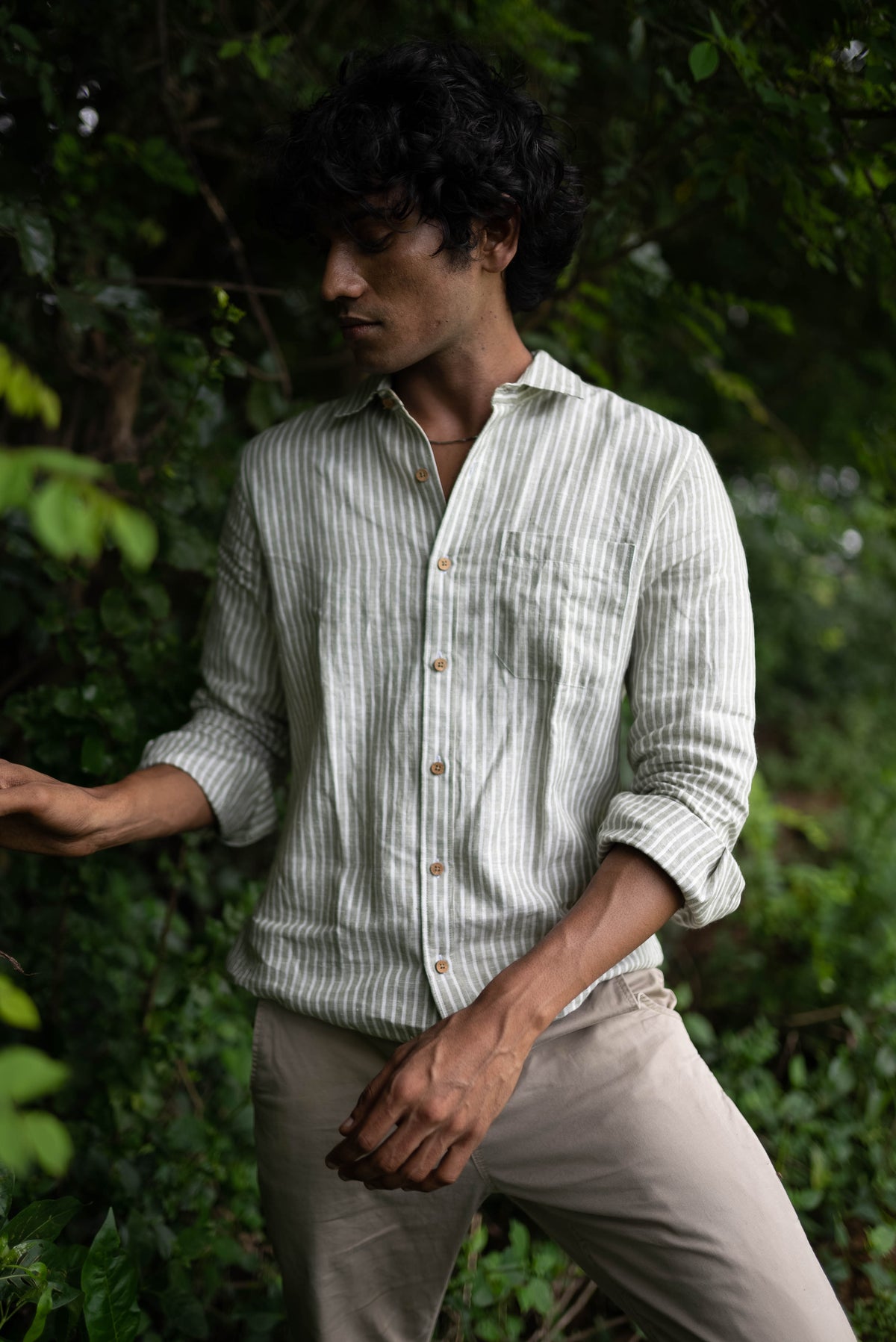Men Whispering Olive Shirt