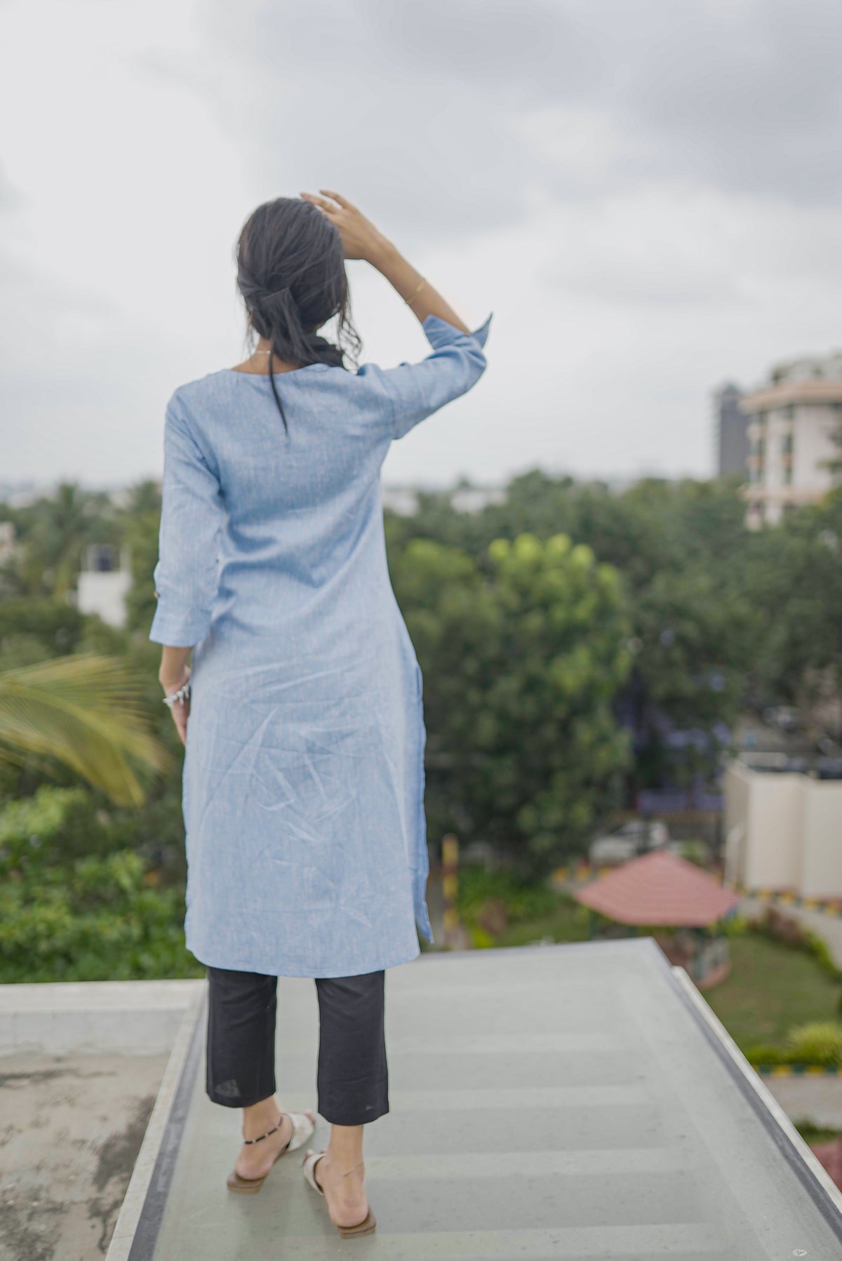 Women Navy Blue Straight Kurta