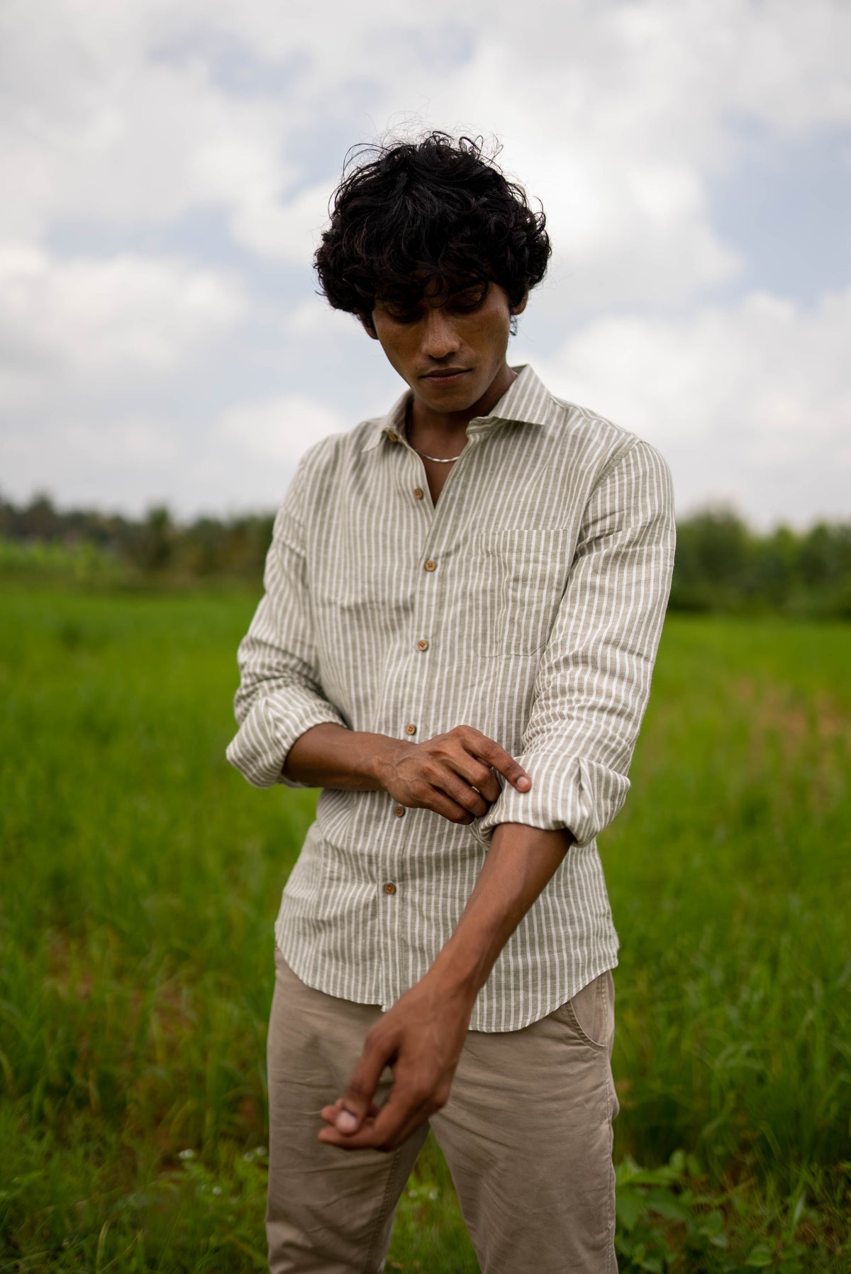 Men Whispering Olive Formal Shirt