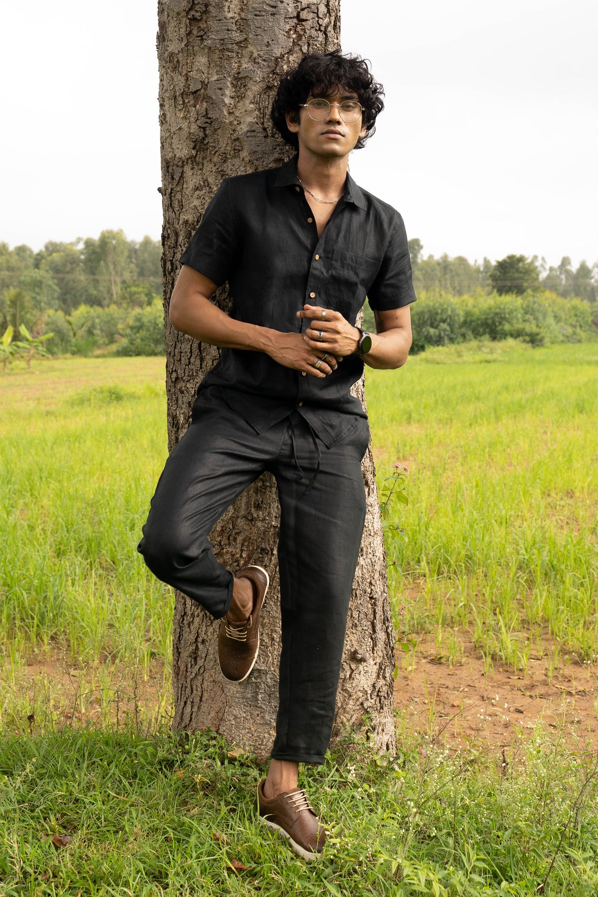 Men casual black shirt